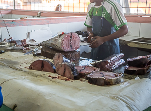 Tuna for Sale, Fresh Food Market, Port of Spain, Trinidad
